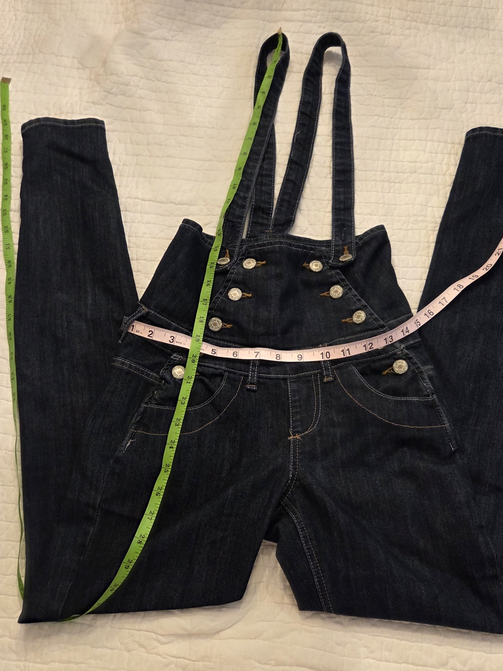 Almost Famous Black Denim Overall Jeans with Button Detail - Picture 5 of 11